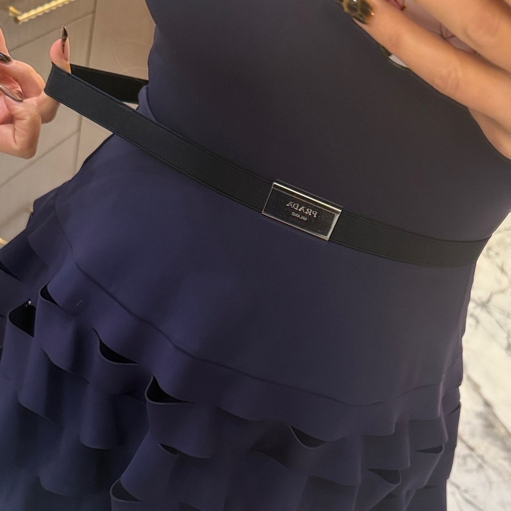 Prada Navy blue with silver logo elastic belt. NEW - Picture 9 of 17